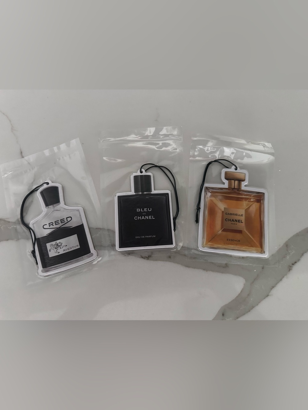 CHANEL Black and Amber Bottle Hanging Fridge or Car Charm Trio